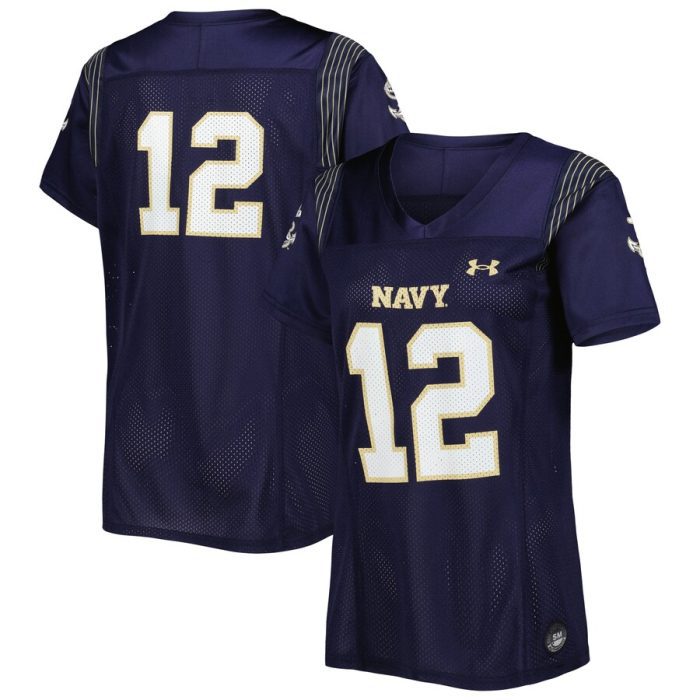 #12 Navy Midshipmen Under Armour Women's Replica Team Football Jersey - Navy