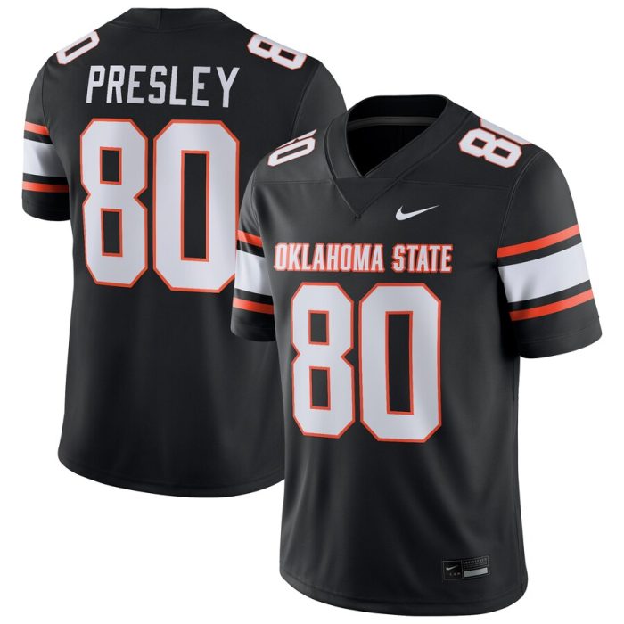 Brennan Presley Oklahoma State Cowboys NIL Football Player Game Jersey - Black