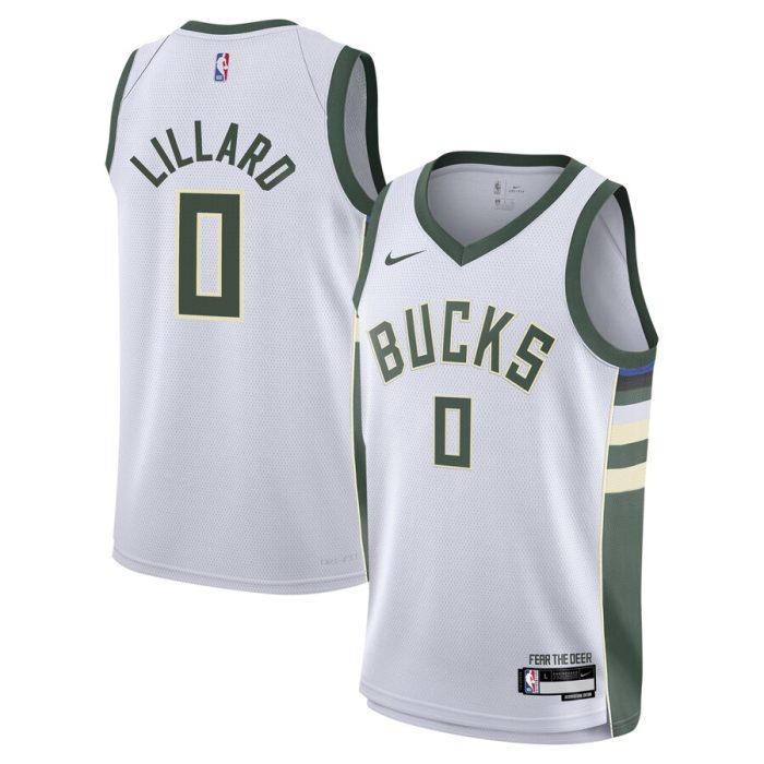 Damian Lillard Milwaukee Bucks Youth Swingman Jersey - Association Edition - White