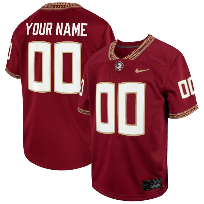 Florida State Seminoles Youth Custom Replica Football Game Jersey- Garnet