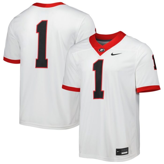 Georgia Bulldogs #1 Away Game Jersey - White