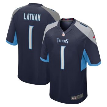 JC Latham Tennessee Titans 2024 NFL Draft First Round Pick Player Game Jersey - Navy