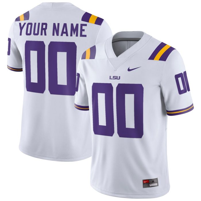 LSU Tigers Football Custom Game Jersey - White