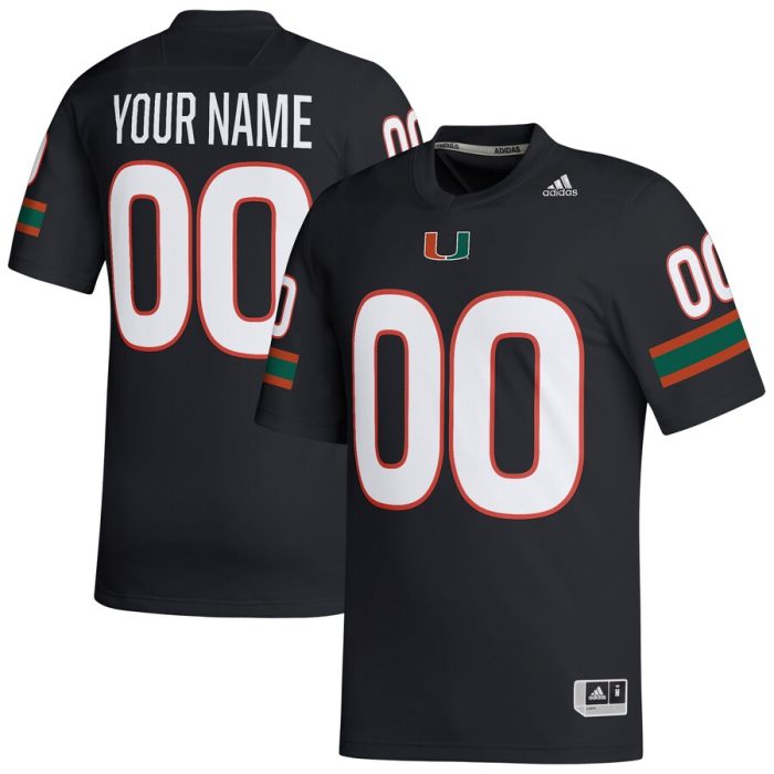 Miami Hurricanes adidas Custom Football Jersey - Black