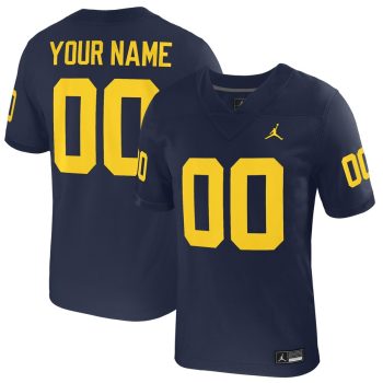 Michigan Wolverines Jordan Brand Youth Custom Football Game Jersey- Navy