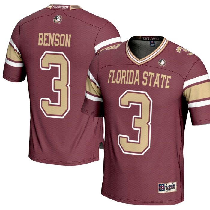 Trey Benson Florida State Seminoles GameDay Greats NIL Player Football Jersey - Garnet