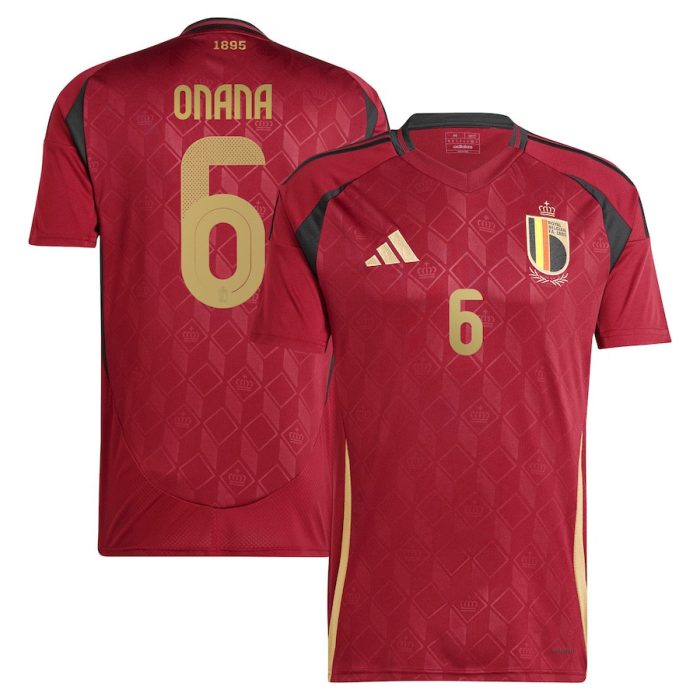 Amadou Onana 6 Belgium National Team 2024 Home Men Jersey - Burgundy