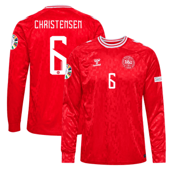 Andreas Christensen 6 Denmark National Team 2024 Home Long Sleeve Men Jersey - Red