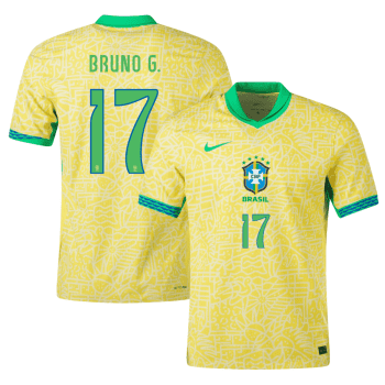 Bruno Guimaraes 17 Brazil National Team 2024 Home Stadium Men Jersey - Yellow