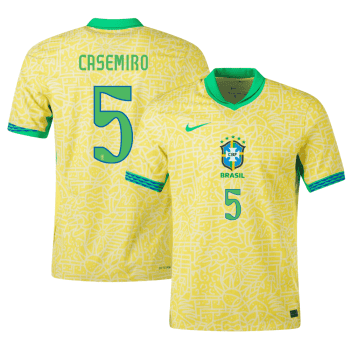 Casemiro 5 Brazil National Team 2024 Home Stadium Men Jersey - Yellow