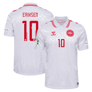 Christian Eriksen 10 Denmark National Team 2024 Away Stadium Youth Jersey - White