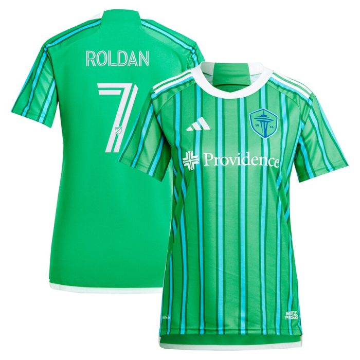 Cristian Roldan Seattle Sounders FC Women's 2024 The Anniversary Kit Replica Player Jersey Green