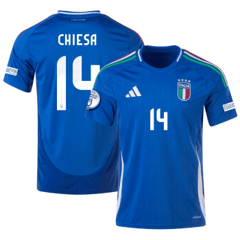 Federico Chiesa 14 Italy National Team 2024 Home Men Jersey - Blue
