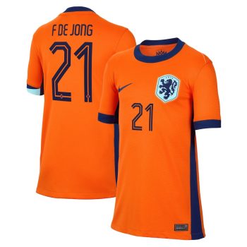 Frenkie de Jong 21 Netherlands National Team 2024 Home Youth Jersey - Orange