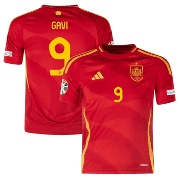 Gavi 9 Spain National Team 2024 Home Youth Jersey - Scarlet