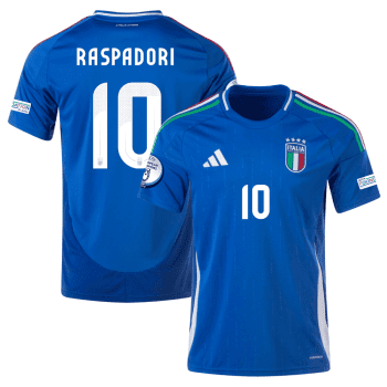 Giacomo Raspadori 10 Italy National Team 2024 Home Men Jersey - Blue