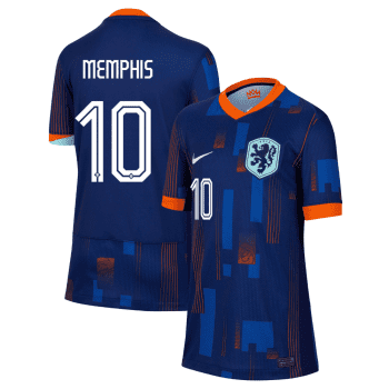 Memphis Depay 10 Netherlands National Team 2024 Away Youth Jersey - Blue