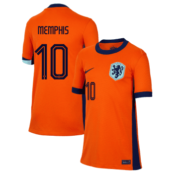 Memphis Depay 10 Netherlands National Team 2024 Home Youth Jersey - Orange