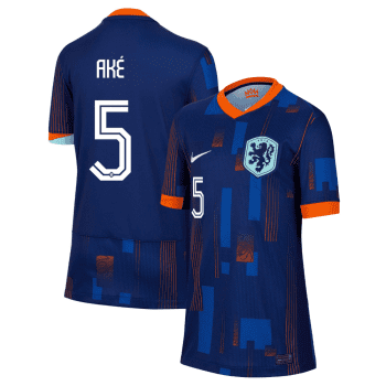 Nathan Ake 5 Netherlands National Team 2024 Away Youth Jersey - Blue