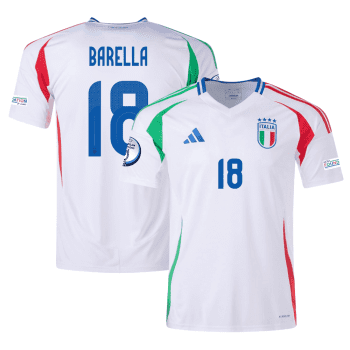 Nicolo Barella 18 Italy National Team 2024 Away Men Jersey - White