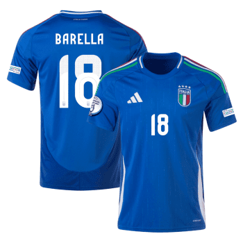 Nicolo Barella 18 Italy National Team 2024 Home Men Jersey - Blue