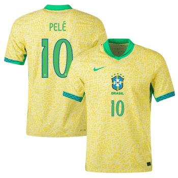 Pele 10 Brazil National Team 2024 Home Stadium Men Jersey - Yellow