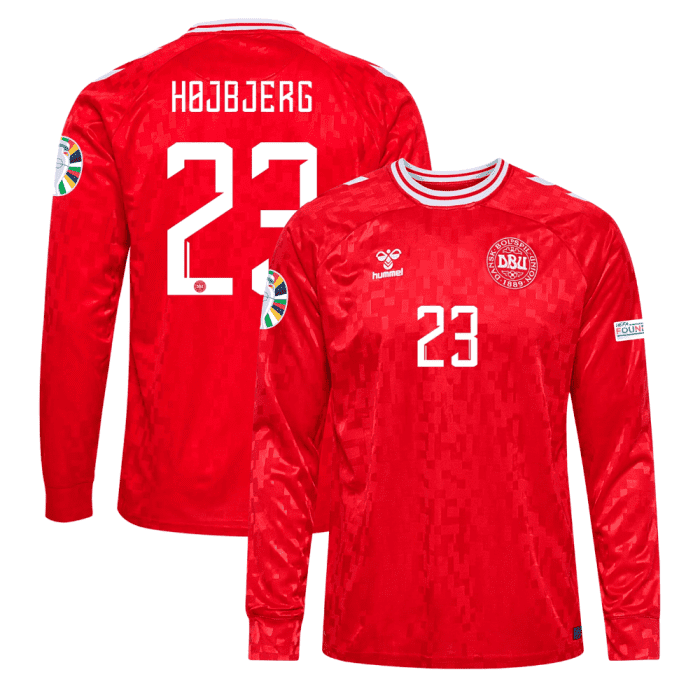 Pierre-Emile Hojbjerg23 Denmark National Team 2024 Home Long Sleeve Men Jersey - Red