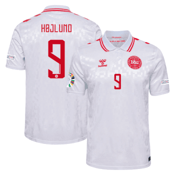 Rasmus Hojlund 9 Denmark National Team 2024 Away Stadium Youth Jersey - White