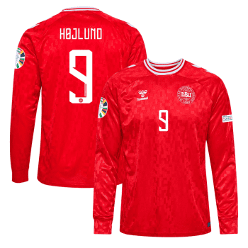 Rasmus Hojlund 9 Denmark National Team 2024 Home Long Sleeve Men Jersey - Red