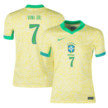 Vinicius Junior 7 Brazil National Team 2024 Home Stadium Youth Jersey - Yellow