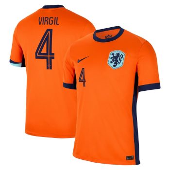 Virgil van Dijk 4 Netherlands National Team 2024 Home Men Jersey - Orange