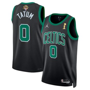 Boston Celtics #0 Jayson Tatum Black 2024 Finals Champions Statement Edition Stitched Baseball Jersey