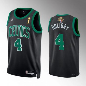 Boston Celtics #4 Jrue Holiday Black 2024 Finals Champions Statement Edition Stitched Basketball Jersey