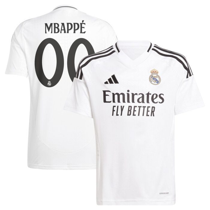 Kylian Mbappe Real Madrid Youth 2024/25 Home Replica Player Jersey - White