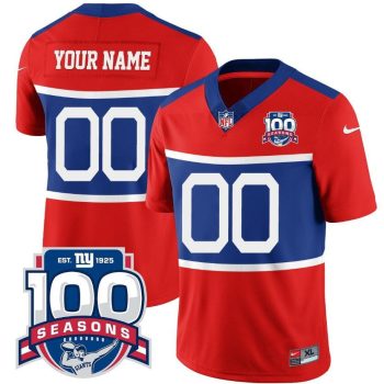 Men's New York Giants ACTIVE PLAYER Custom Century Red 100TH Season Commemorative Patch Limited Football Stitched Jersey