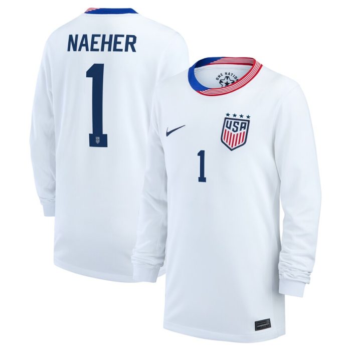 Alyssa Naeher USWNT Youth 2024 Home Replica Long Sleeve Jersey - White