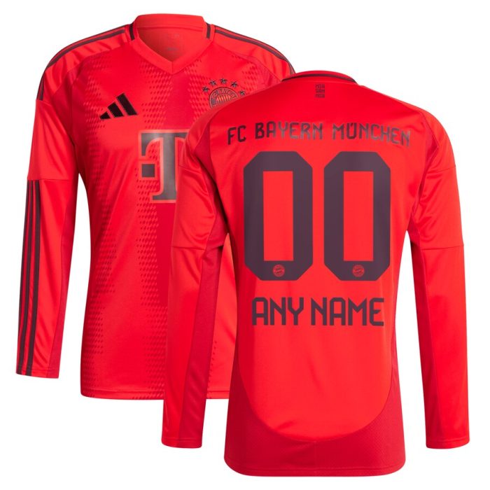 Bayern Munich 2024/25 Home Replica Long Sleeve Custom Jersey - Red