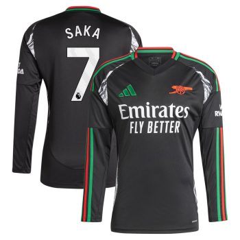 Bukayo Saka Arsenal 2024/25 Away Replica Long Sleeve Player Jersey - Black