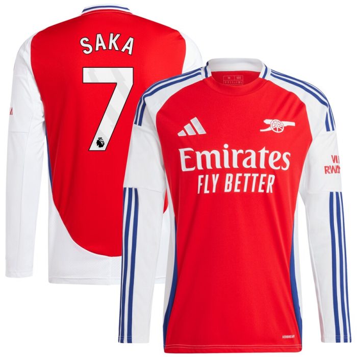 Bukayo Saka Arsenal 2024/25 Home Long Sleeve Replica Player Jersey-Red