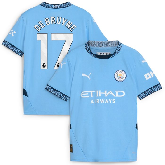 Kevin De Bruyne Manchester City Youth 2024/25 Home Replica Player Jersey - Light Blue