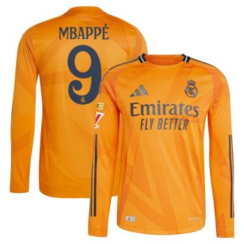 Kylian Mbappe Real Madrid 2024/25 Away Long Sleeve Player Jersey - Orange