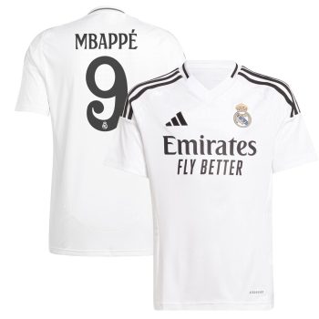 Kylian Mbappe Real Madrid adidas Youth 2024/25 Home Replica Player Jersey - White