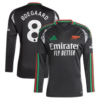 Martin Odegaard Arsenal 2024/25 Away Replica Long Sleeve Player Jersey - Black