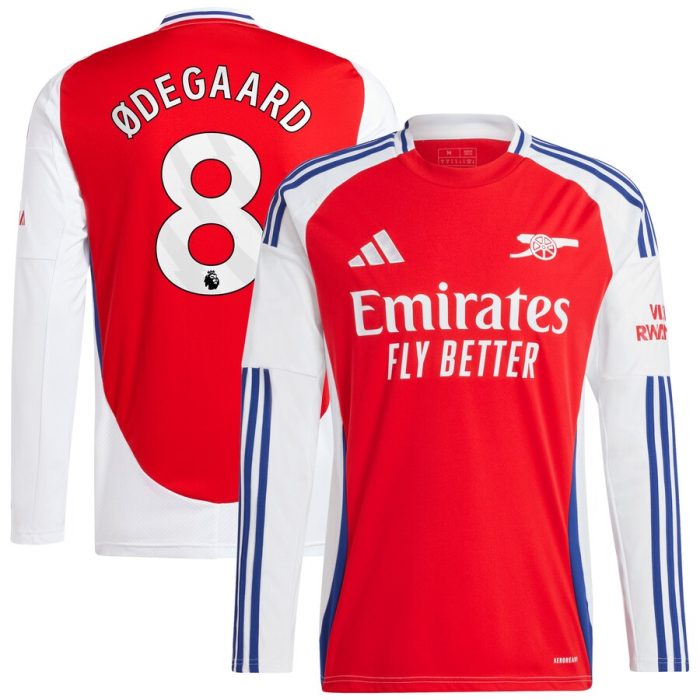 Martin Odegaard Arsenal 2024/25 Home Long Sleeve Replica Player Jersey-Red