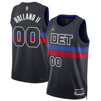 Men's Detroit Pistons #00 Ron Holland II Black 2024 Statement Edition Stitched Basketball Jersey