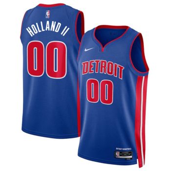 Men's Detroit Pistons #00 Ron Holland II Blue 2024 Icon Edition Stitched Jersey