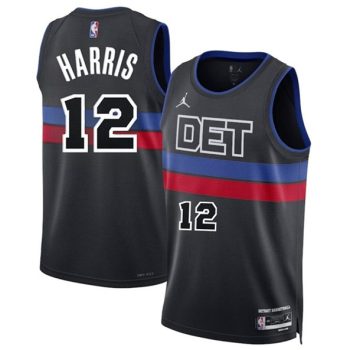 Men's Detroit Pistons #12 Tobias Harris Black 2024 Statement Edition Stitched Basketball Jersey