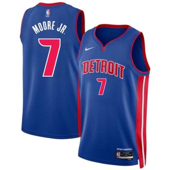 Men's Detroit Pistons #7 Wendell Moore Jr Blue 2024 Icon Edition Stitched Jersey