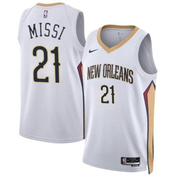 Men's New Orleans Pelicans #21 Yves Missi White 2024 Draft Association Edition Stitched Basketball Jersey