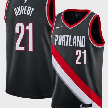 Men's Portland Trail Blazers #21 Rayan Rupert Black Icon Edition Stitched Basketball Jersey